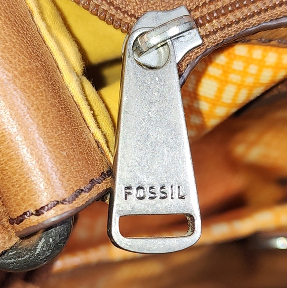 Vintage Fossil Key-Per PVC Coated Orange Canvas Crossbody Bag 11"X10.5" - Picture 5 of 10